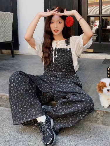 ⭑ بیلرسوت جین گلدار 🖤🪻🫧